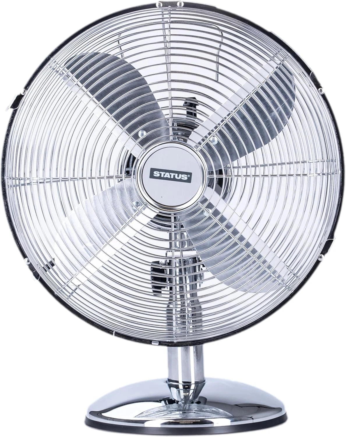 12 Inch Cooling Desk Fan Oscillating 3 Speed Chrome Metal Table Fan Adjustable