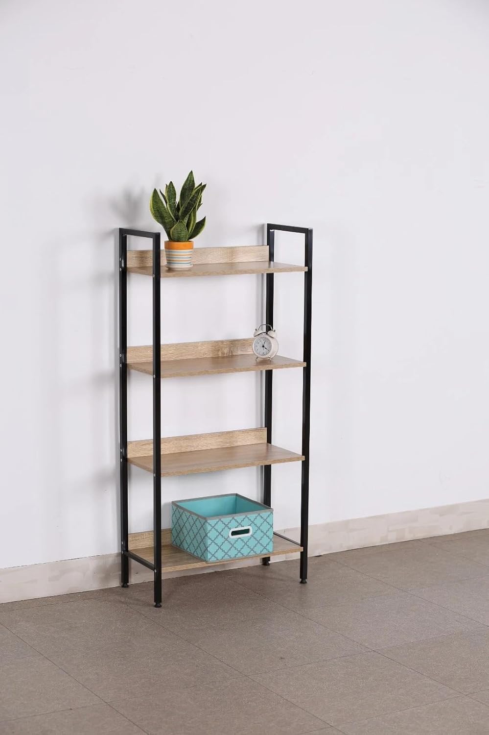 4 Tier Ladder Shelf Bookcase Wide Living Room Display Storage Shelving Unit 60×27.6×126 cm