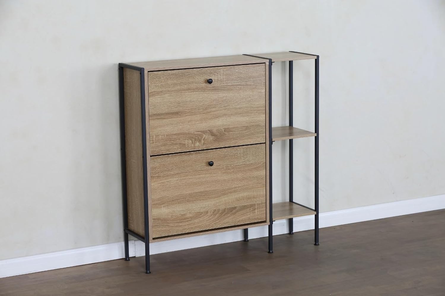 2 Drawer Shoe Cabinet Cupboard Storage Organiser Rack Hallway Furniture Unit 88x24x87 cm