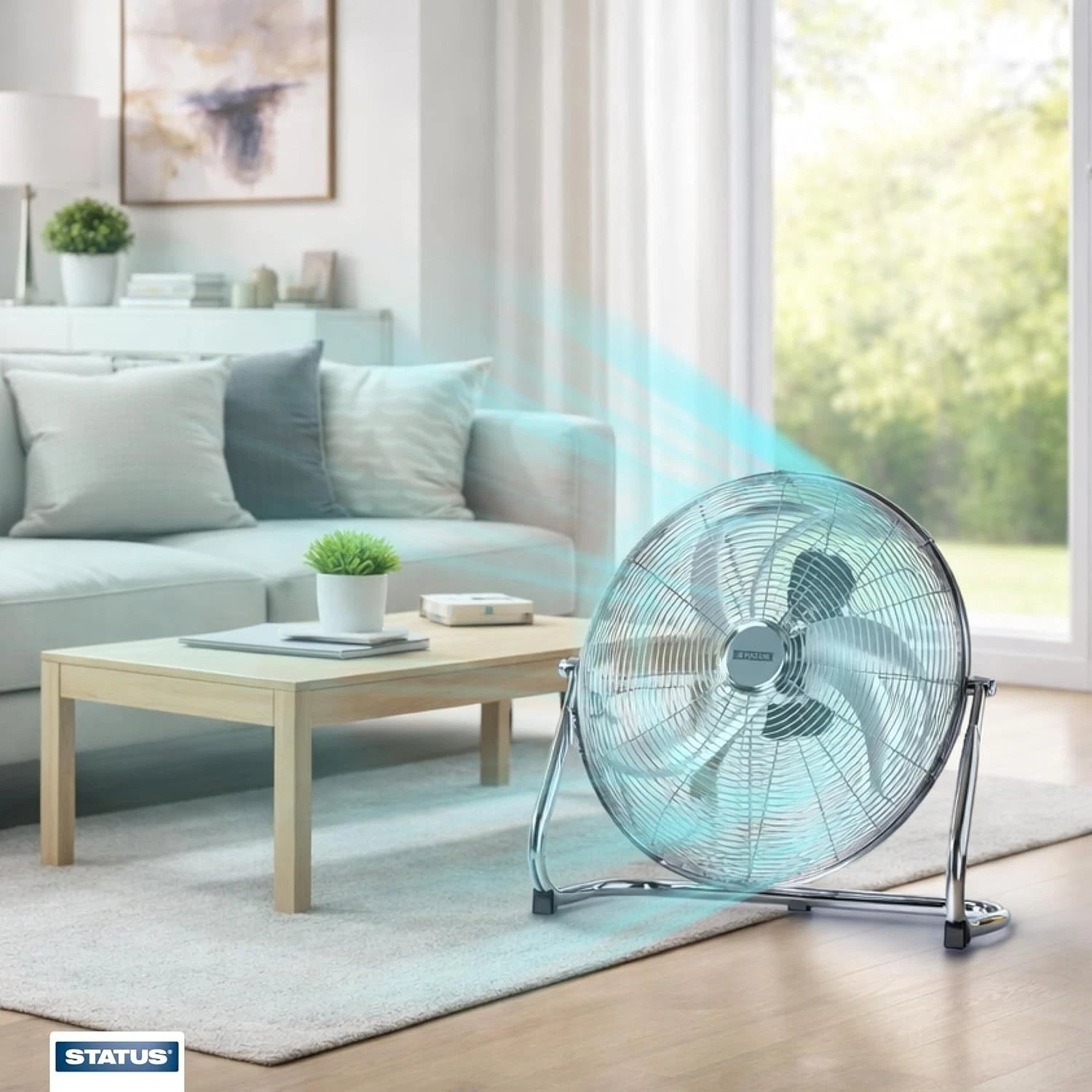 16 Inch Floor Fan Chrome Metal 3 Speed High Velocity Portable Adjustable Tilt