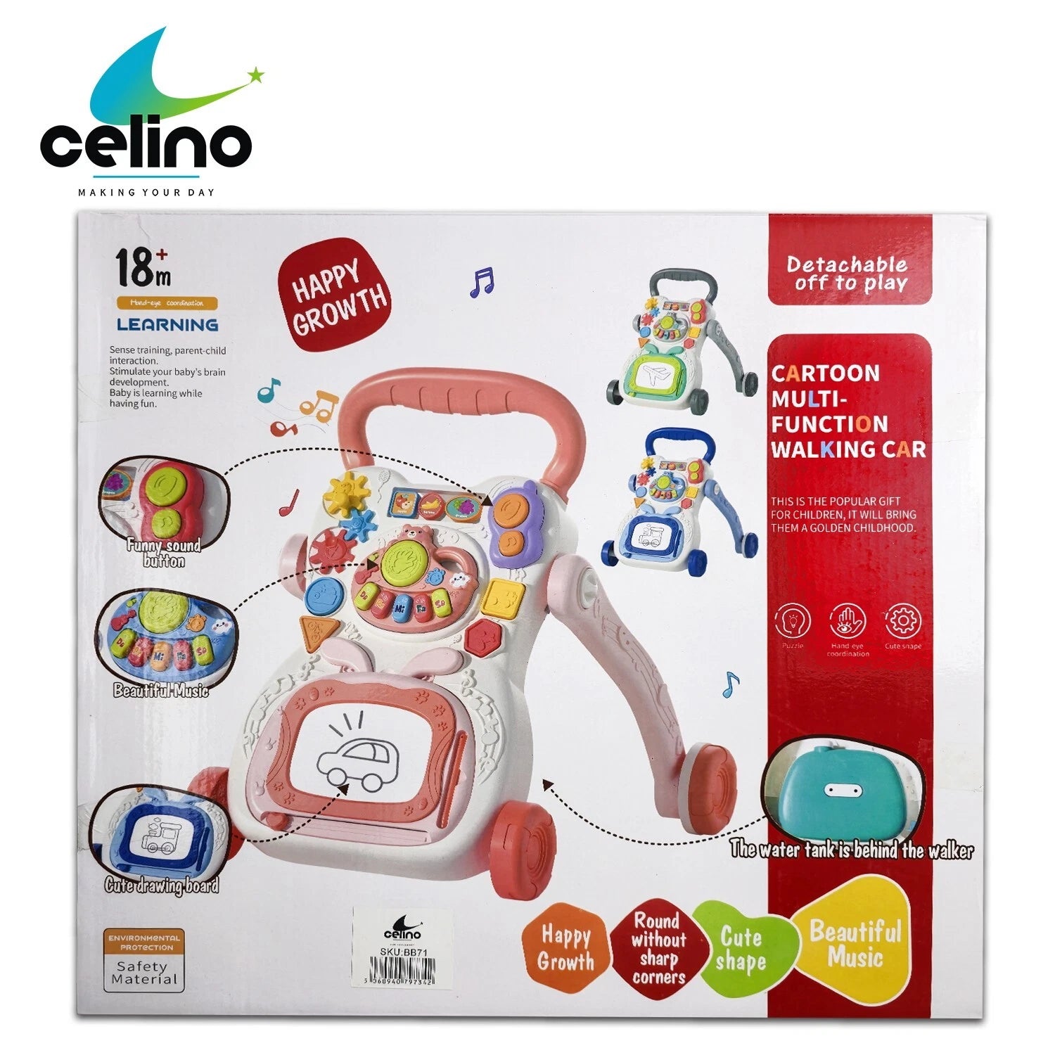 Push Along Baby Walker with Wheels | Musical Activity Toy for Toddlers 18M+ Boys & Girls