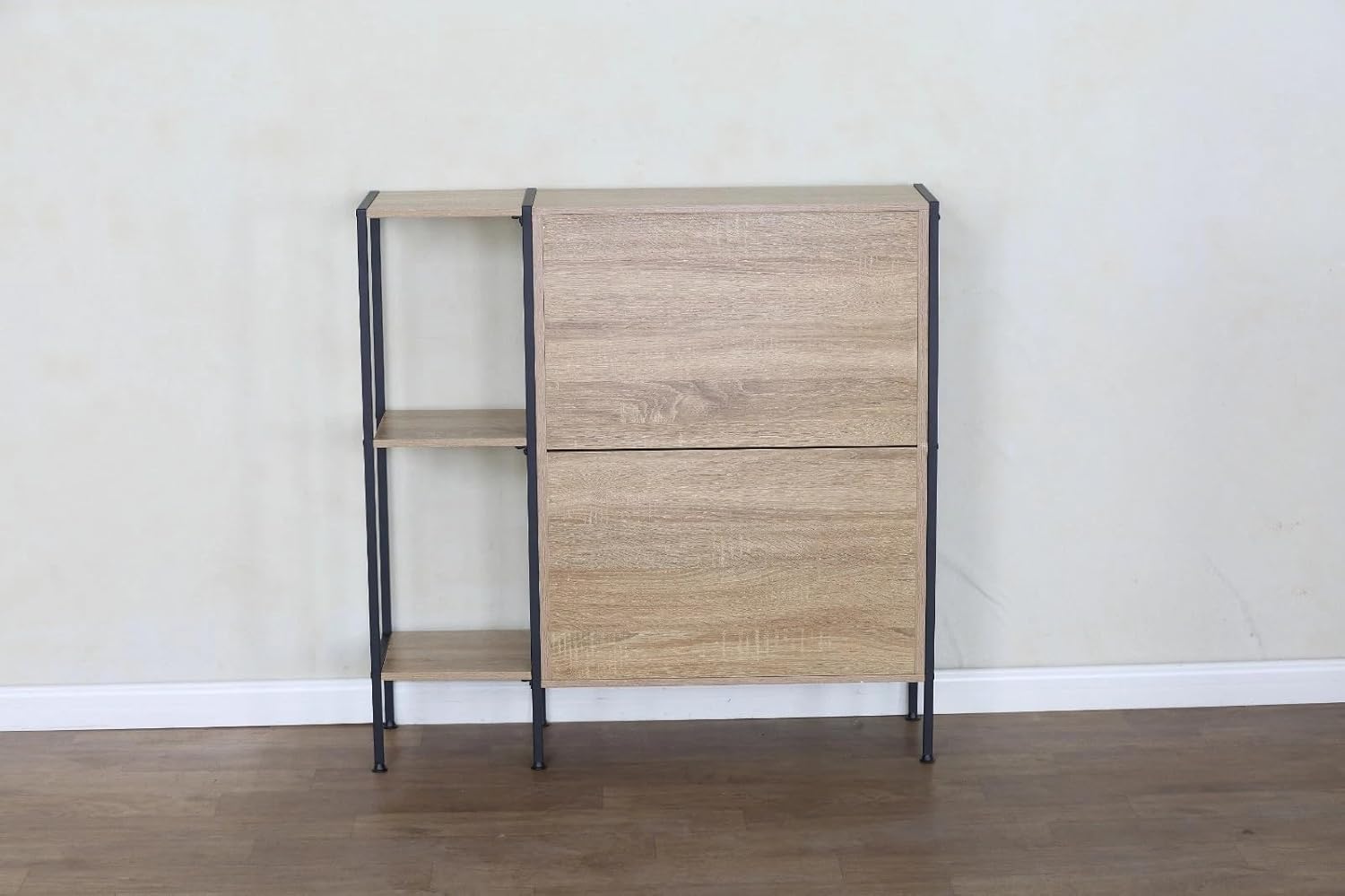 2 Drawer Shoe Cabinet Cupboard Storage Organiser Rack Hallway Furniture Unit 88x24x87 cm