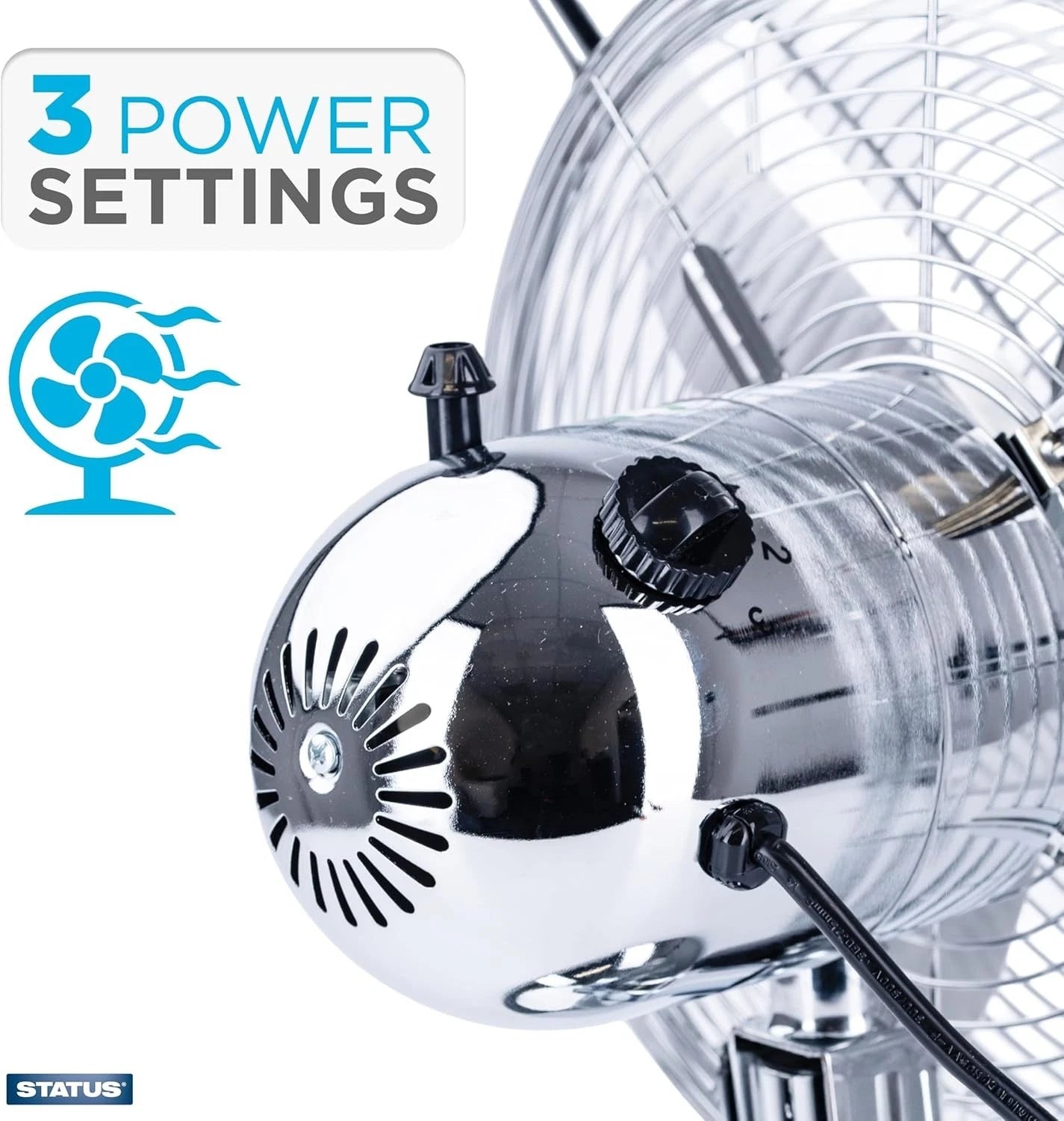12 Inch Cooling Desk Fan Oscillating 3 Speed Chrome Metal Table Fan Adjustable