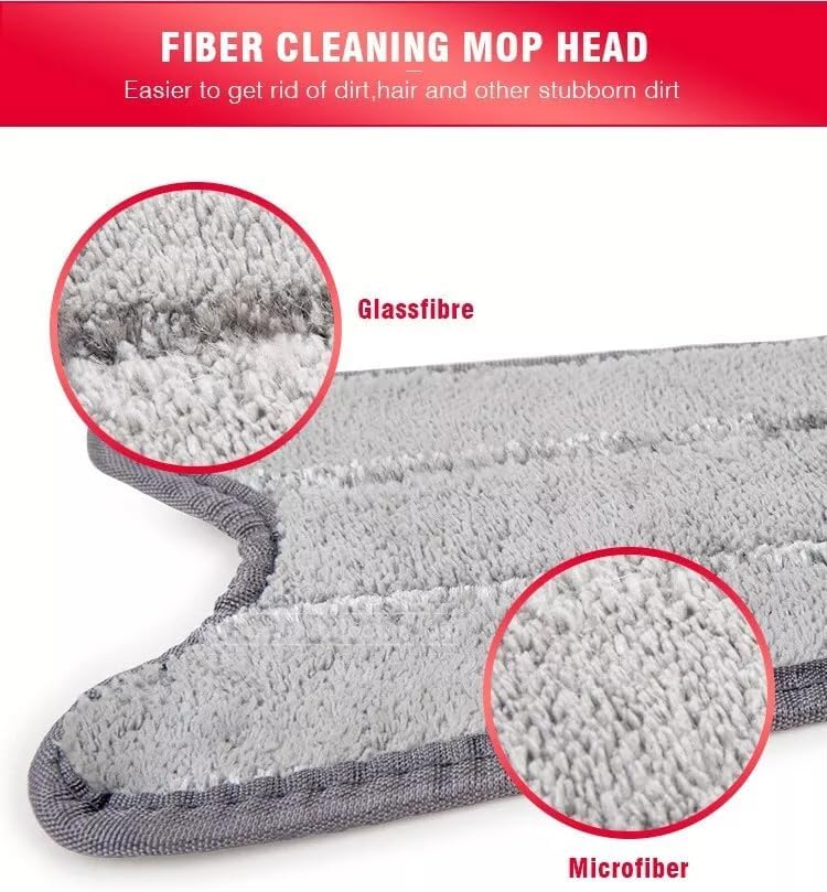 X-Type Microfibre Flat Mop Self-Wringing System – Wet & Dry Floor Cleaning Mop for Kitchen & Bathroom Tiles | 360° Rotating Head with Reusable Microfiber Pad