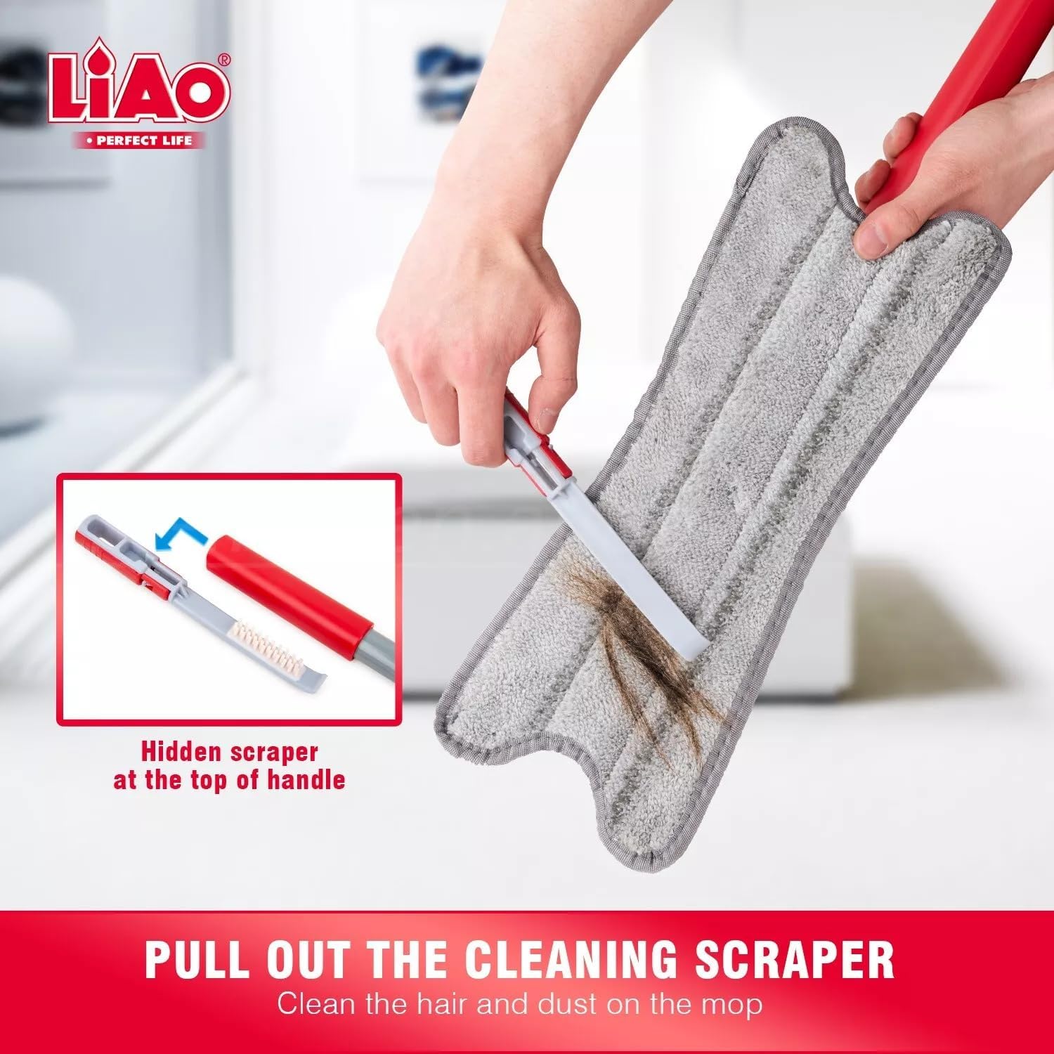 X-Type Microfibre Flat Mop Self-Wringing System – Wet & Dry Floor Cleaning Mop for Kitchen & Bathroom Tiles | 360° Rotating Head with Reusable Microfiber Pad