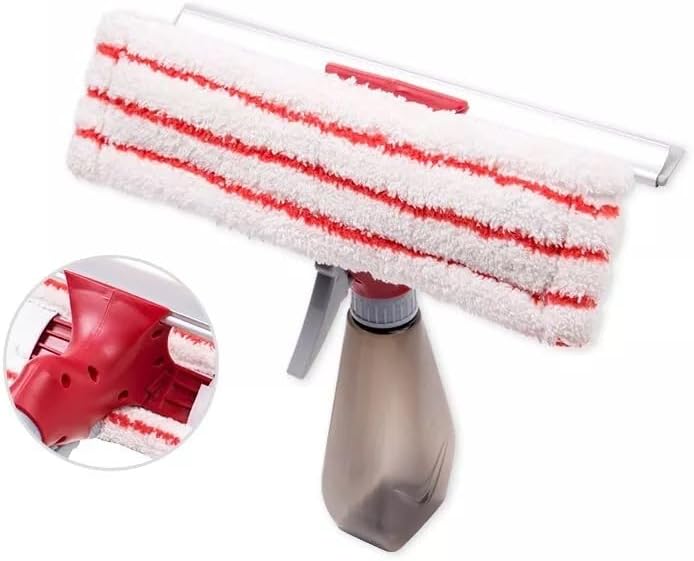 3-in-1 Window Glass Cleaner Spray Bottle Wiper Squeegee Microfibre Pad