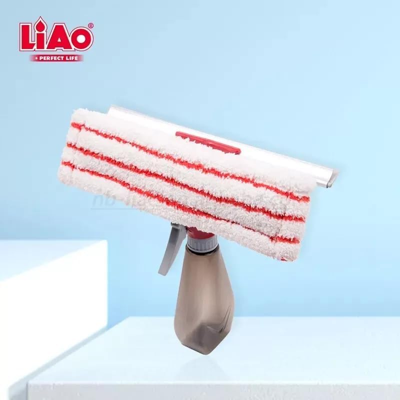 3-in-1 Window Glass Cleaner Spray Bottle Wiper Squeegee Microfibre Pad