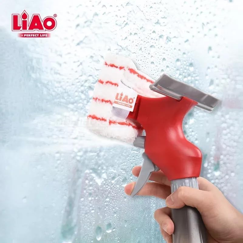 3-in-1 Window Glass Cleaner Spray Bottle Wiper Squeegee Microfibre Pad