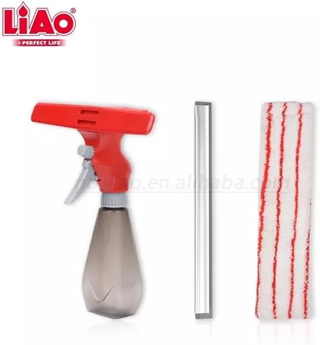 3-in-1 Window Glass Cleaner Spray Bottle Wiper Squeegee Microfibre Pad