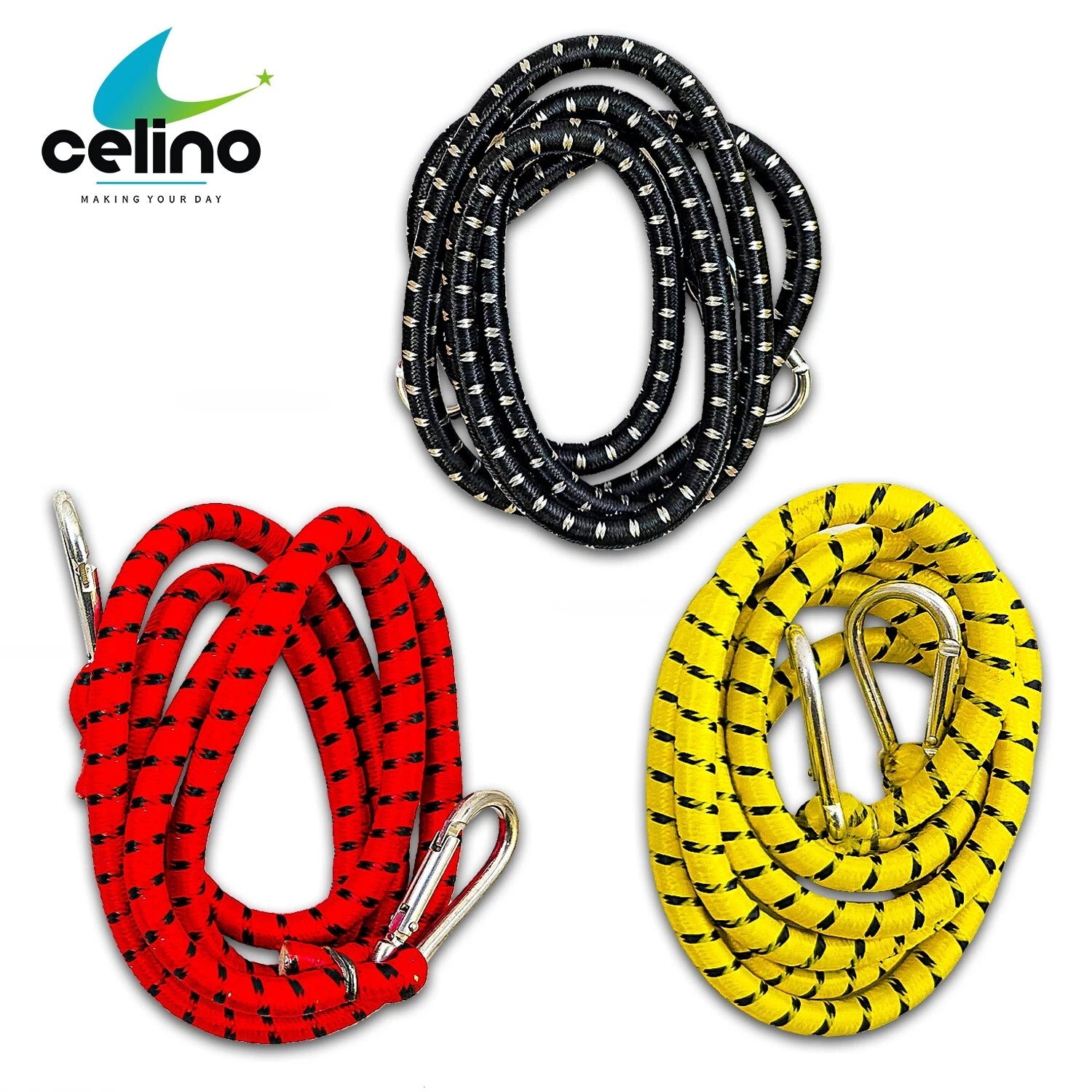Bungee Luggage Straps Cord With Carabiner Clip 10mm x 1.5m Rope Trolley Car Bike