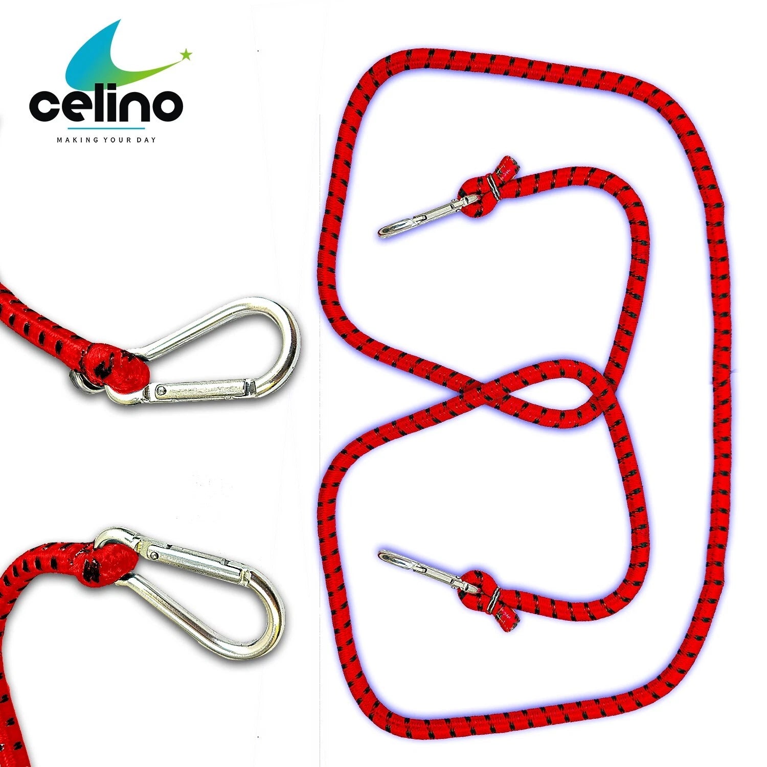 Bungee Luggage Straps Cord With Carabiner Clip 10mm x 1.5m Rope Trolley Car Bike