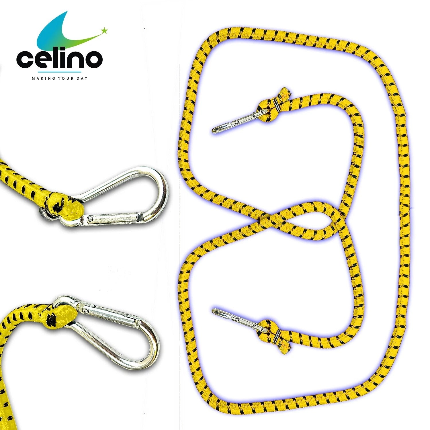 Bungee Luggage Straps Cord With Carabiner Clip 10mm x 1.5m Rope Trolley Car Bike