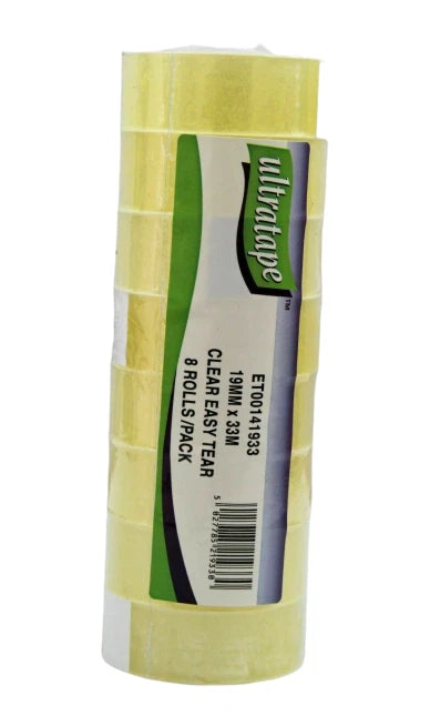 Ultratape Clear Tape Rolls 19mm x 33M Sellotape Packing Roll Easy Tear Strong