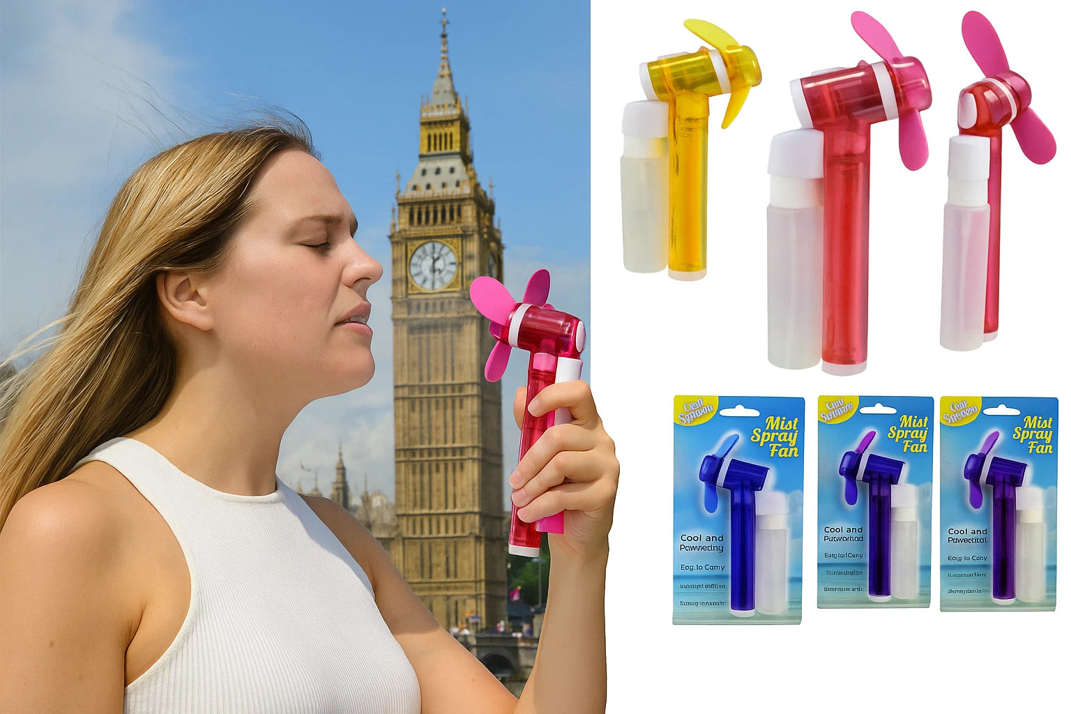 Mini Mist Spray Fan Portable Handheld Cooling Water Spray Summer Travel Gadget