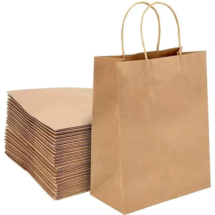 Paper Gift Bags with Handles Medium Kraft Shopping Retail Carrier Party Takeaway