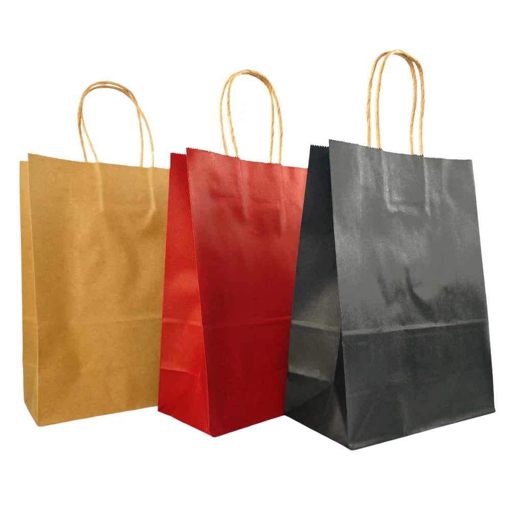 Paper Gift Bags with Handles Medium Kraft Shopping Retail Carrier Party Takeaway