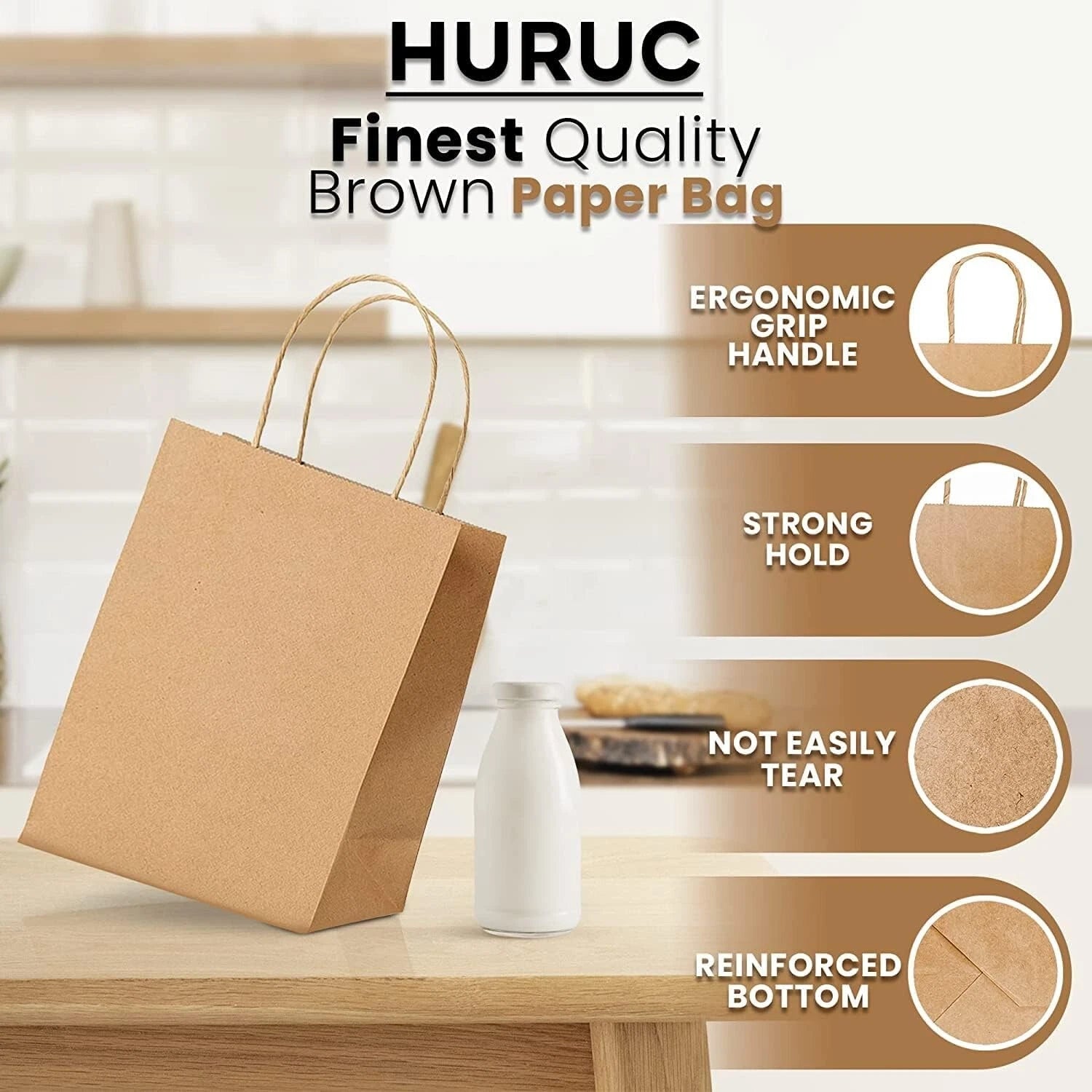 Paper Gift Bags with Handles Medium Kraft Shopping Retail Carrier Party Takeaway