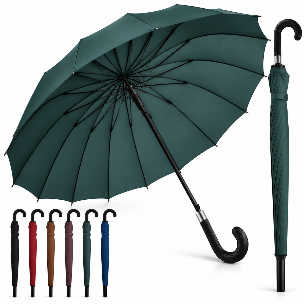 54” Large Umbrella Windproof Strong Brolly For Men Women Automatic Оpen Anti UV