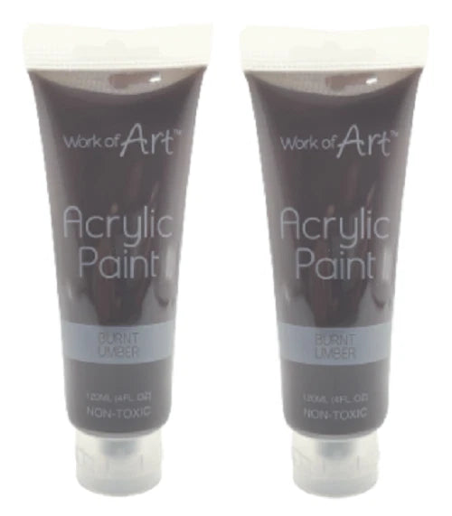 2 x Brown Acrylic Paint Set Colour Art Artists Painting Painter 120ml Tube