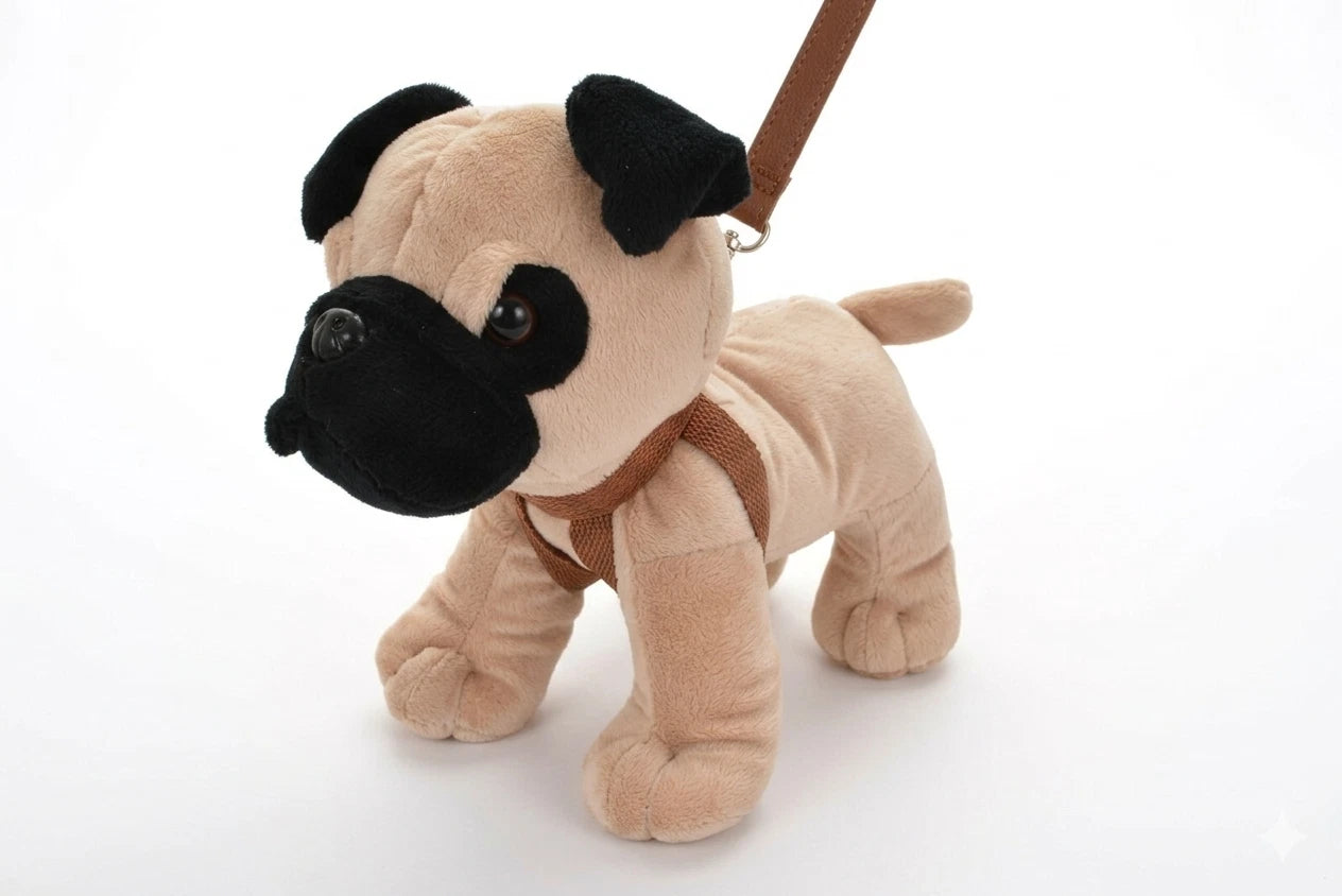 Standing Plush Dog Soft Toy with Lead – Medium Stuffed Teddy Dog for Kids & Toddlers