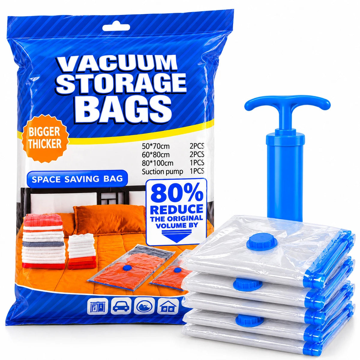 10 pcs Vacuum Storage Bags with Pum Space Saver Clothes Home Organiser