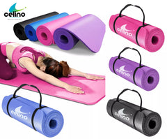 Yoga Mat Thick 10mm Non Slip NBR Carry Strap 183cm x 61cm Fitness Exercise Gym