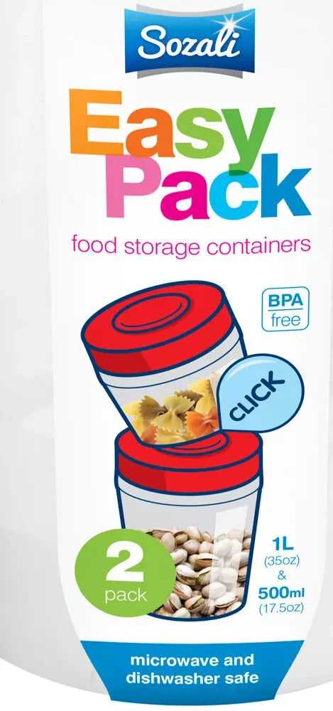 3 x 1L Food Storage Containers With Lids Smart BPA Free Plastic Nested Kitchen