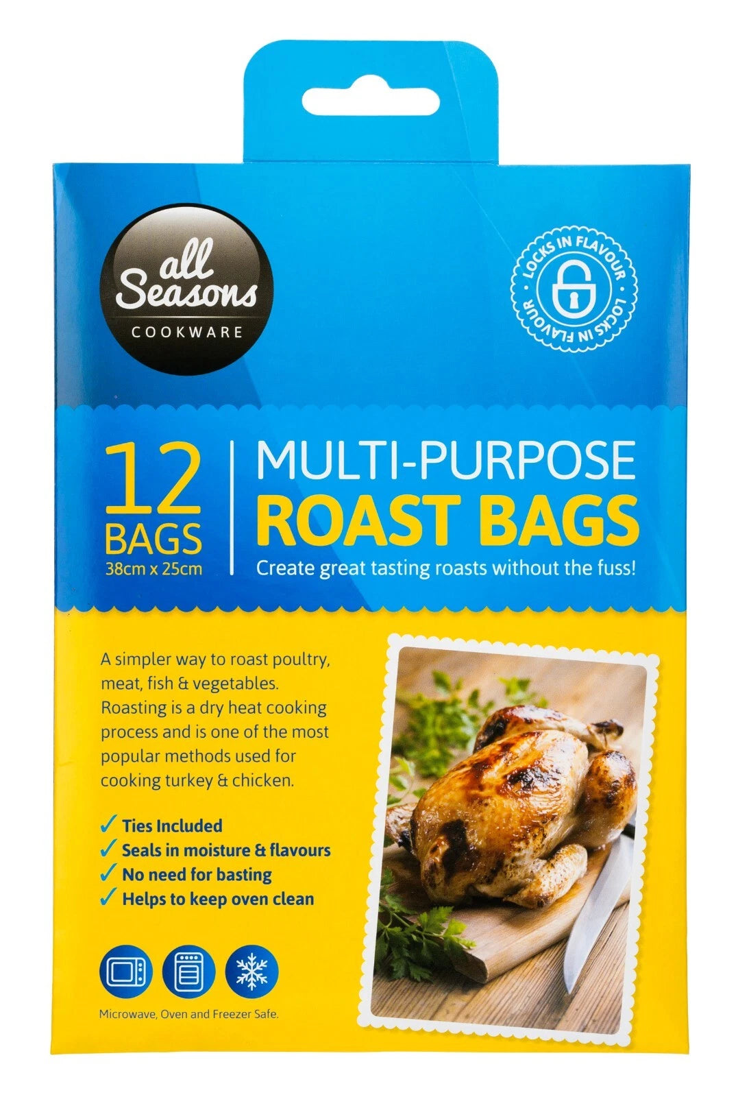 12pk Large Roasting Bags Chicken Turkey Meat Microwave Oven Cooking 38 x 25cm UK