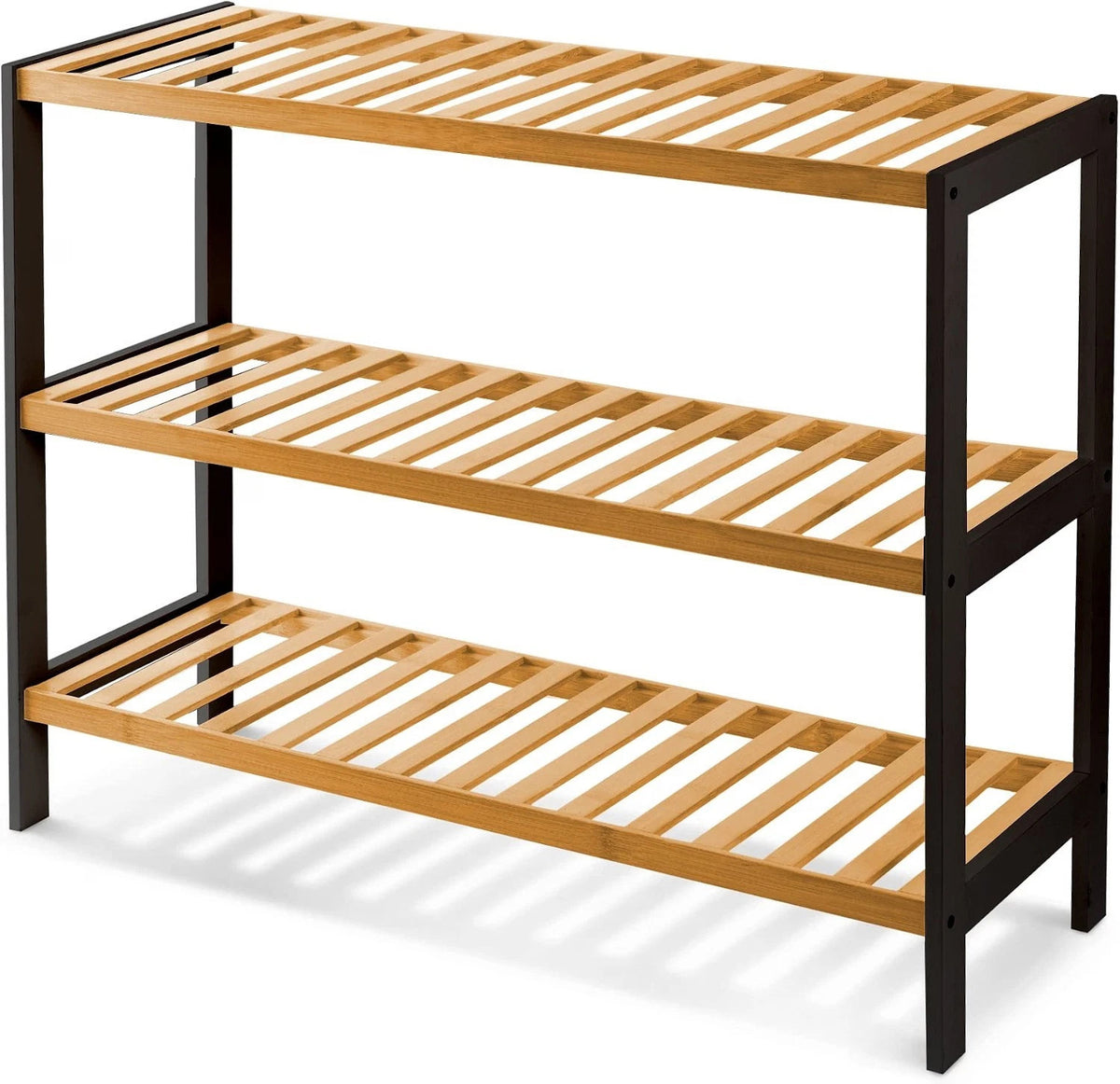 Bamboo Shoe Rack Organiser 3 Tier Wooden Storage Stand Shelf Holds 9 Pairs UK