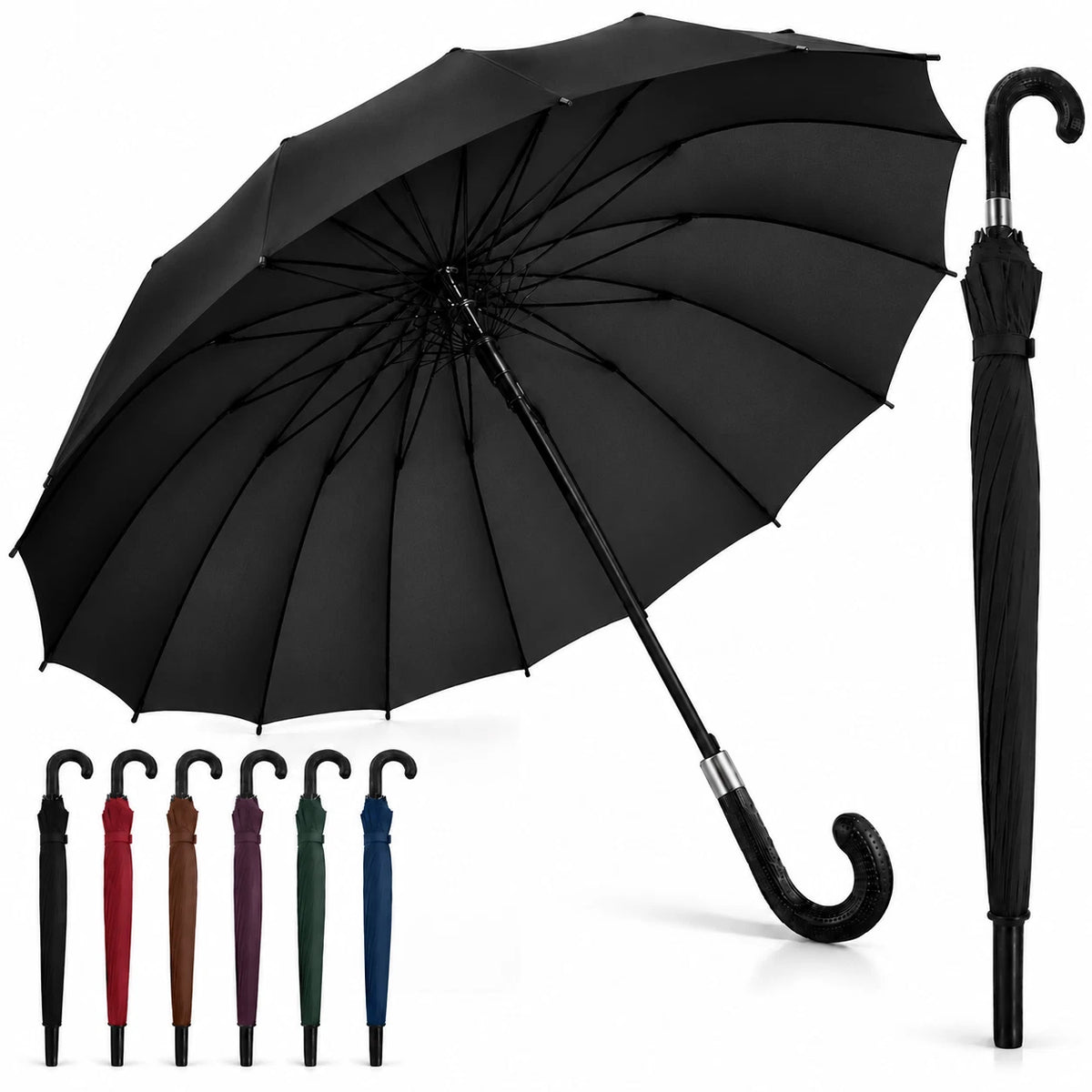 54” Large Umbrella Windproof Strong Brolly For Men Women Automatic Оpen Anti UV