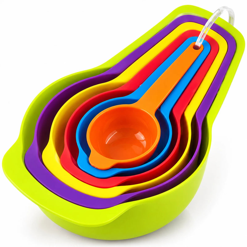 6pcs Measuring Cups and Spoons Set For Baking Cooking Multicolor Space Saving