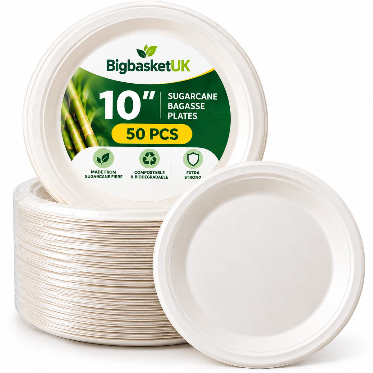 Bagasse Plates 9" 10" Sugarcane Disposable Paper Plate Catering Supplies Party