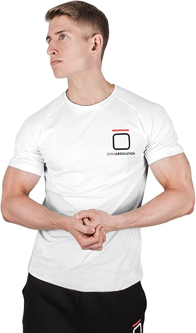 Mens T Shirts Short Sleeve T-shirt Gym Workout Slim Fit Muscle Crew Neck Tee Top