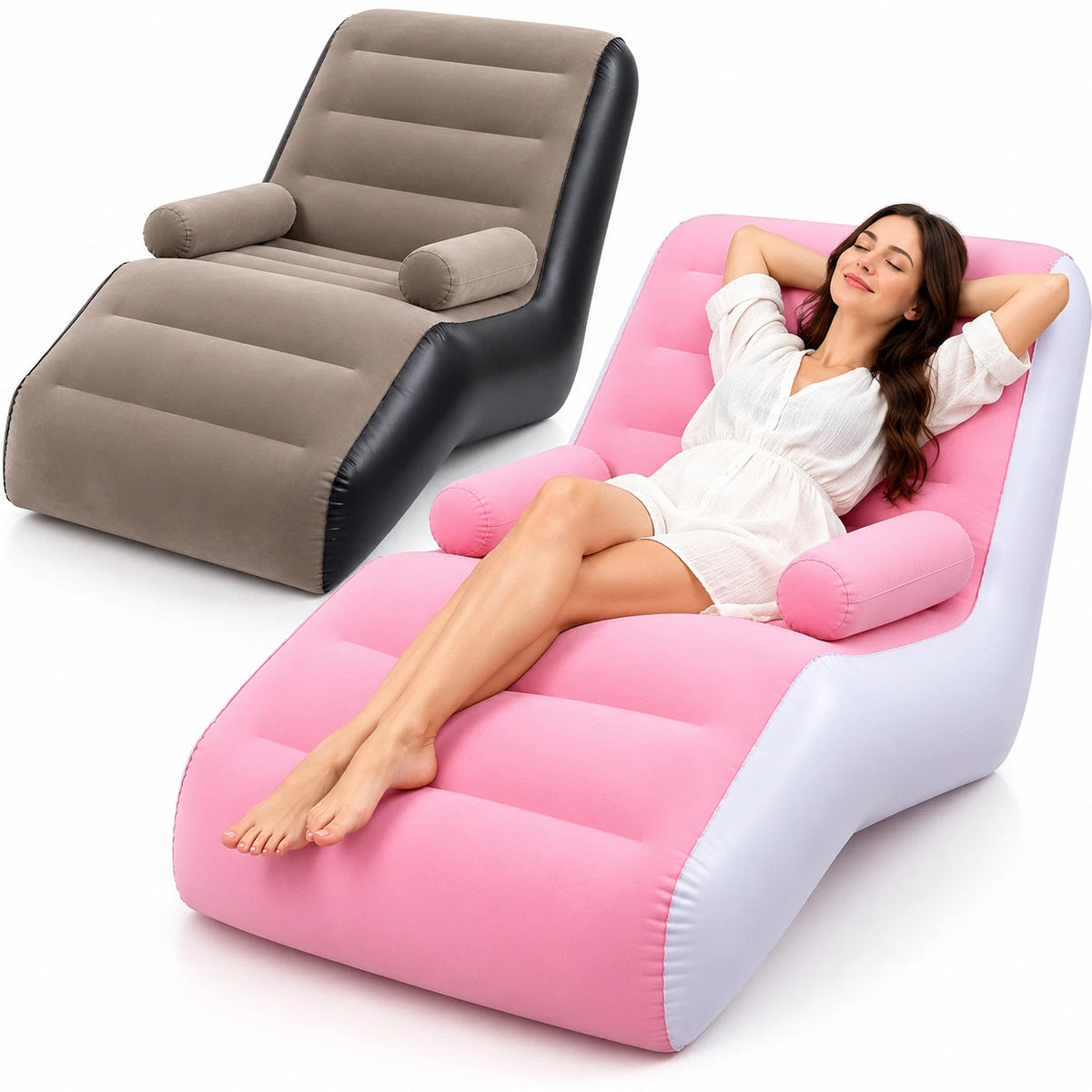 Infltable Sofa Bed Single Lounge Chair For Camping Indoor Outdoor With Armrest