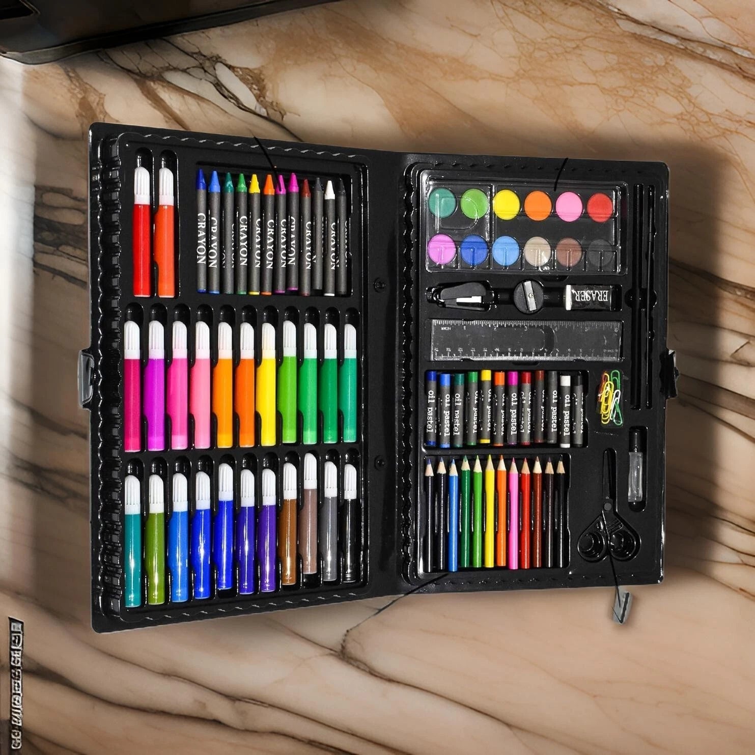 86pcs Kids Craft and Art Set Colouring Kit with Crayons Water colour Paints Gift