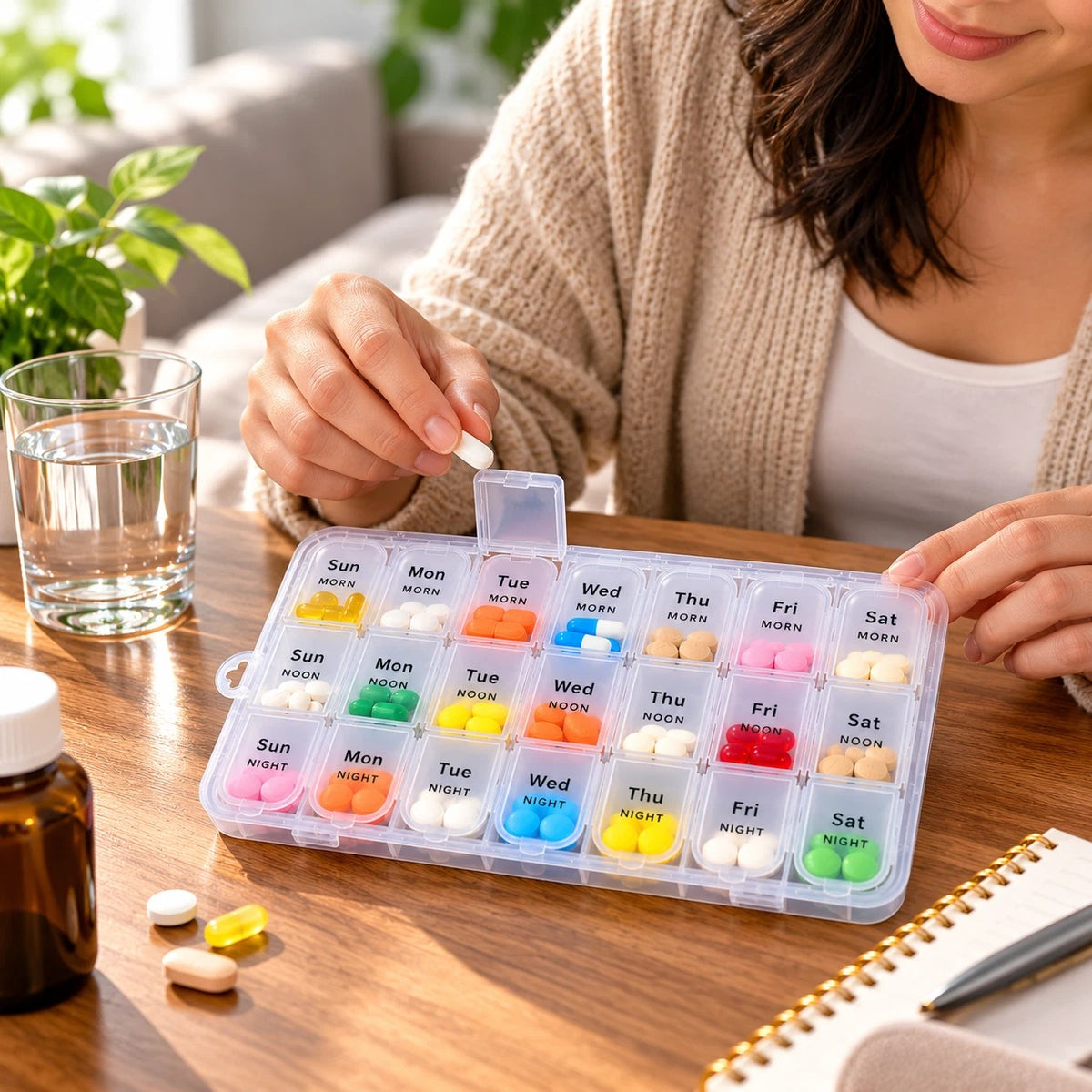 Weekly Pill Box Organiser 3 Times a Day 7 Days Tablet Organiser Portable Compact