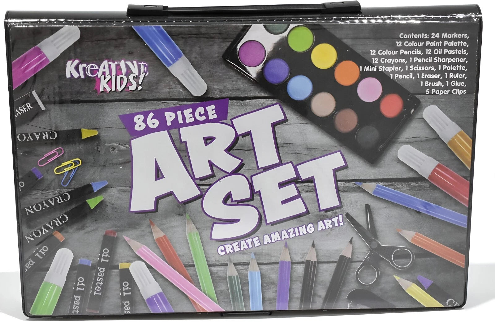 86pcs Kids Craft and Art Set Colouring Kit with Crayons Water colour Paints Gift