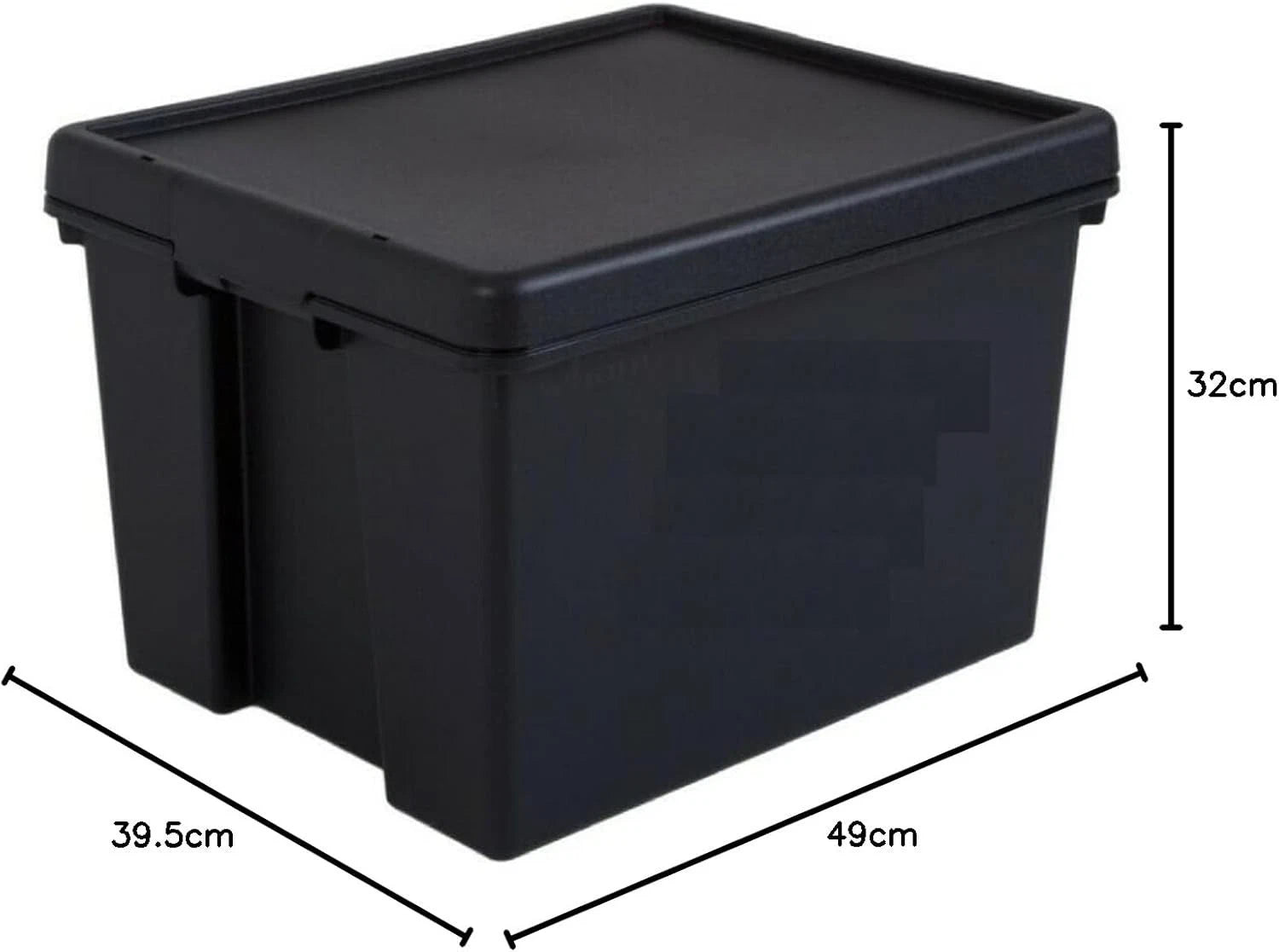Heavy Duty Plastic Storage Box with Lid Stackable Storage Bin Container Black