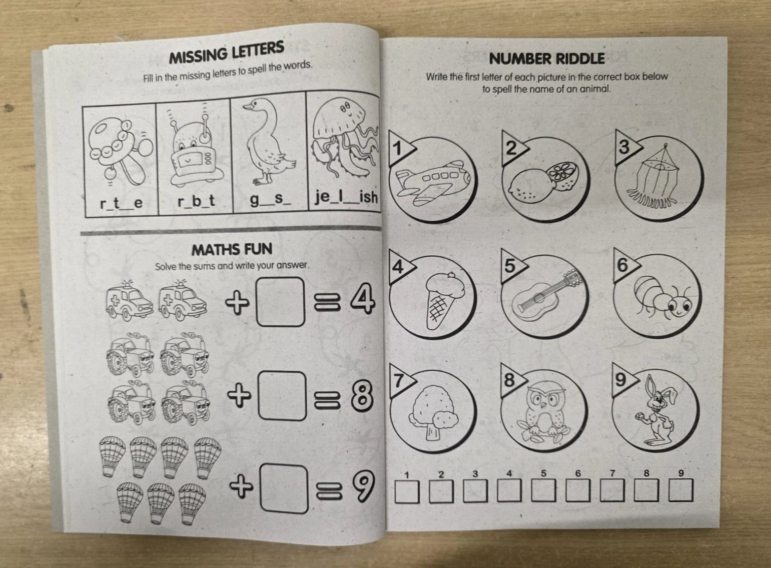 A4 Super Jumbo Kids Children Activity Book Travel Fun Animal Colouring Puzzles