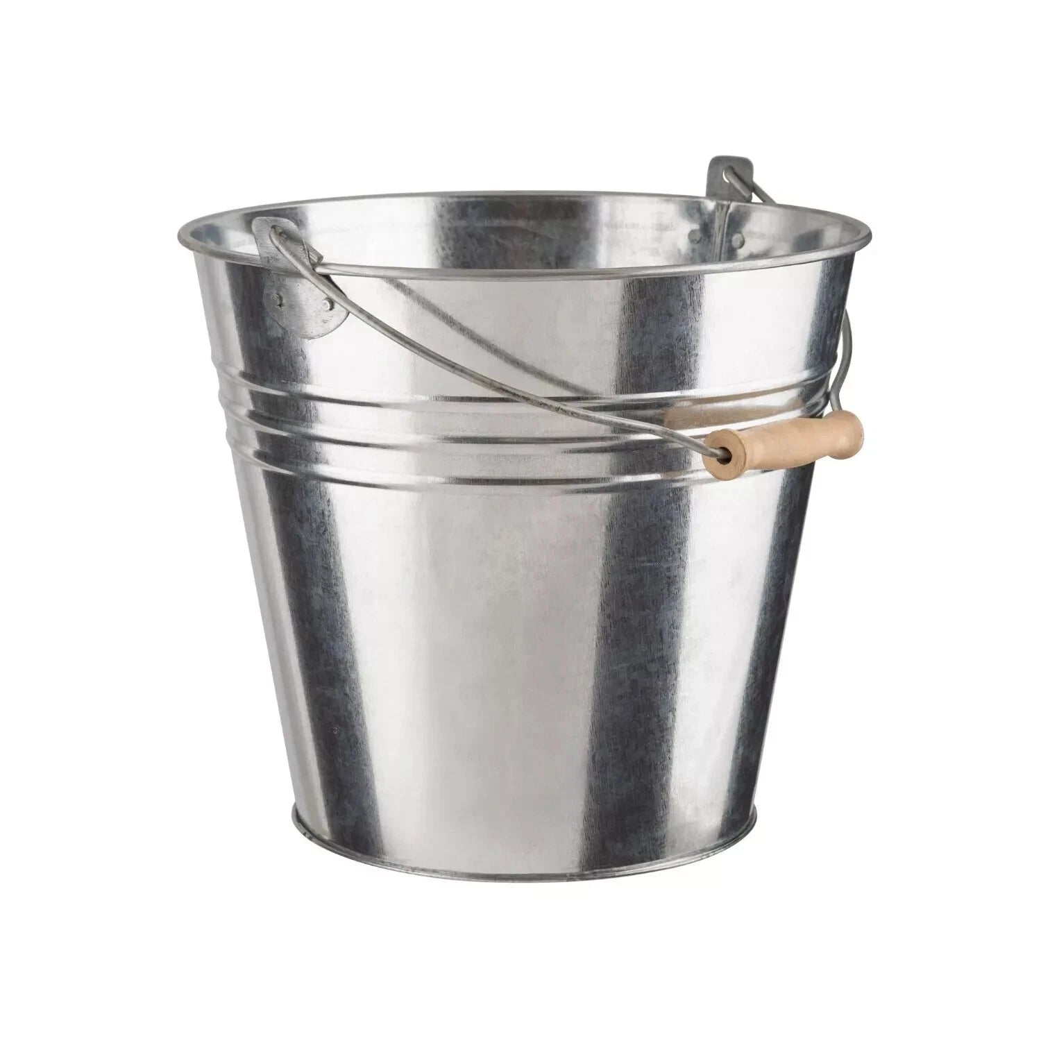 Traditional Metal Bucket With Handle Strong Galvanized Steel Heavy Duty Cleaning