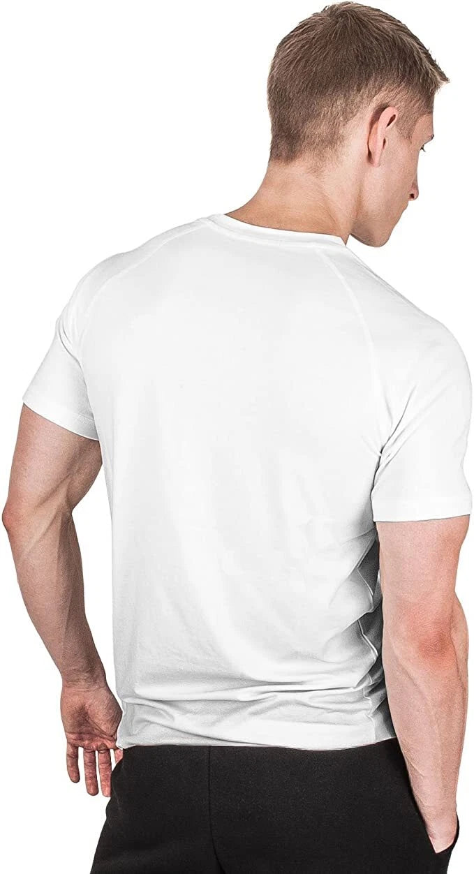 Mens T Shirts Short Sleeve T-shirt Gym Workout Slim Fit Muscle Crew Neck Tee Top