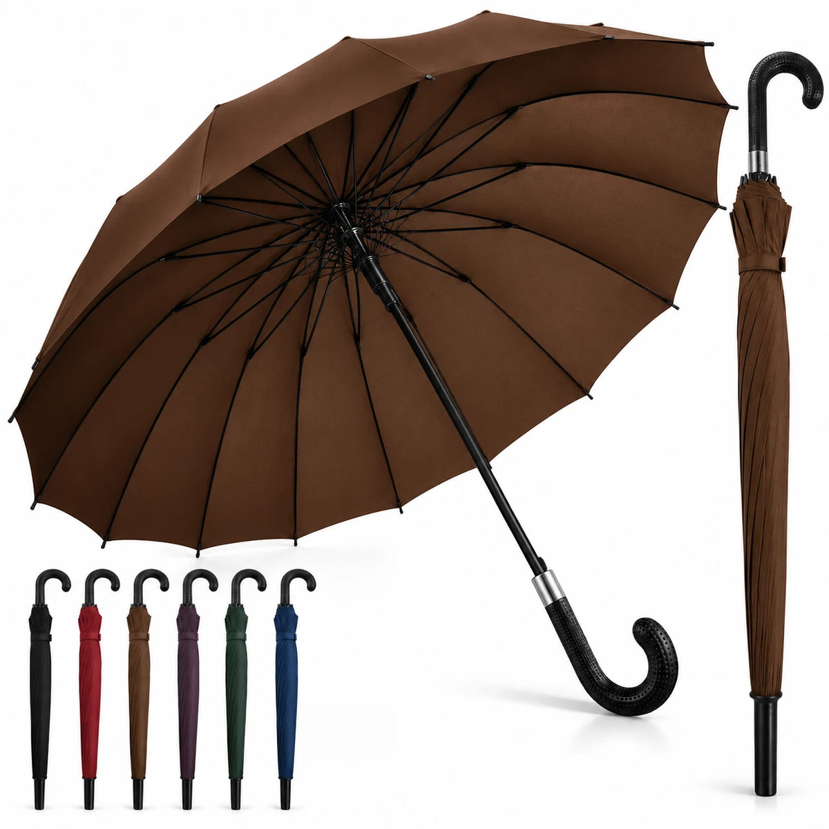 54” Large Umbrella Windproof Strong Brolly For Men Women Automatic Оpen Anti UV