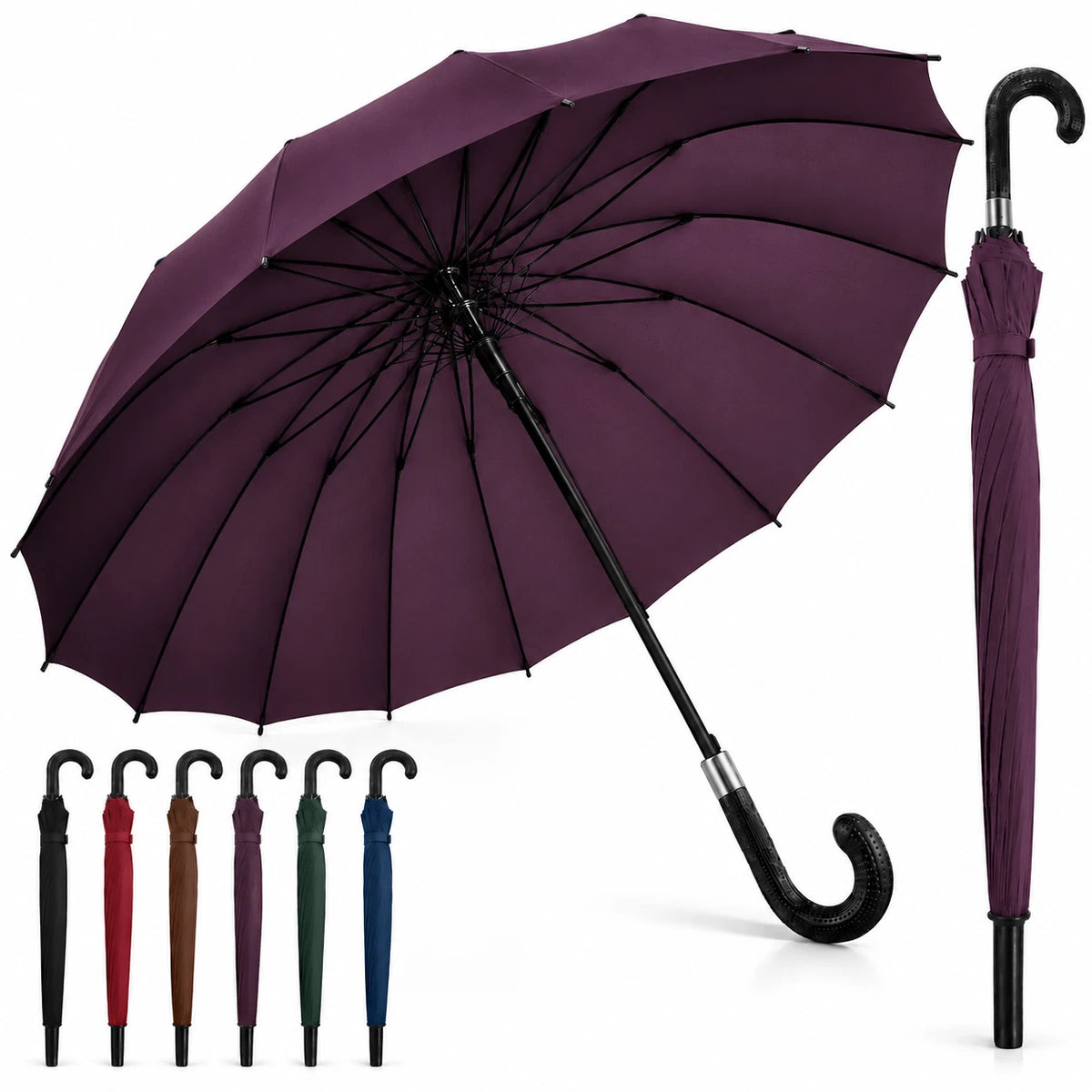 54” Large Umbrella Windproof Strong Brolly For Men Women Automatic Оpen Anti UV