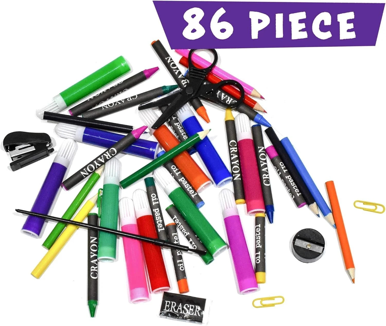 86pcs Kids Craft and Art Set Colouring Kit with Crayons Water colour Paints Gift
