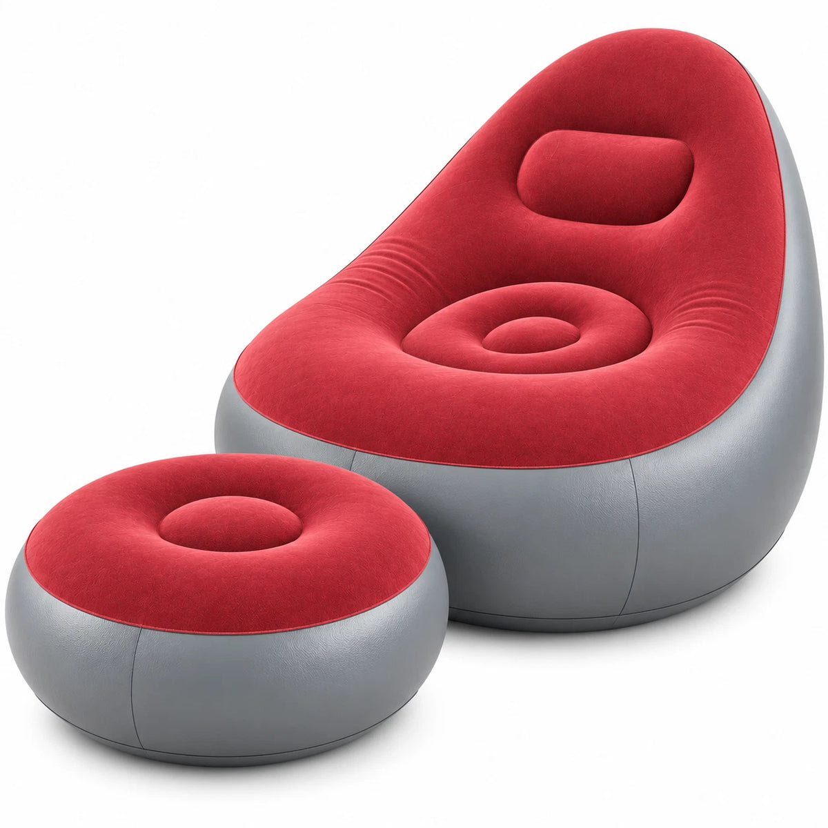 Inflatable Lounger Ottoman Couch With Foot Stool Air Blow Up Sofa Chair Camping