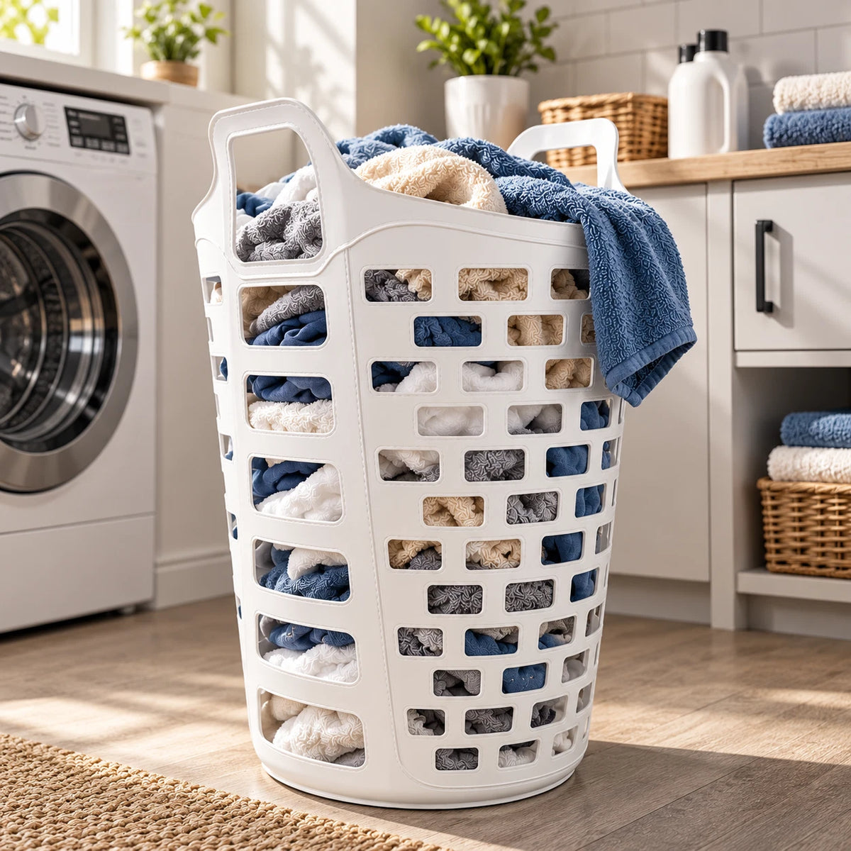 70L Plastic Laundry Basket Flexi Lightweight Utility Storage Washing Clothes