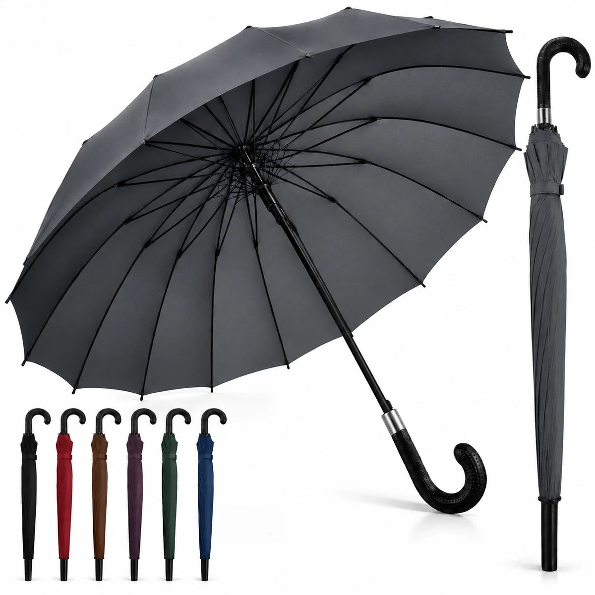 54” Large Umbrella Windproof Strong Brolly For Men Women Automatic Оpen Anti UV