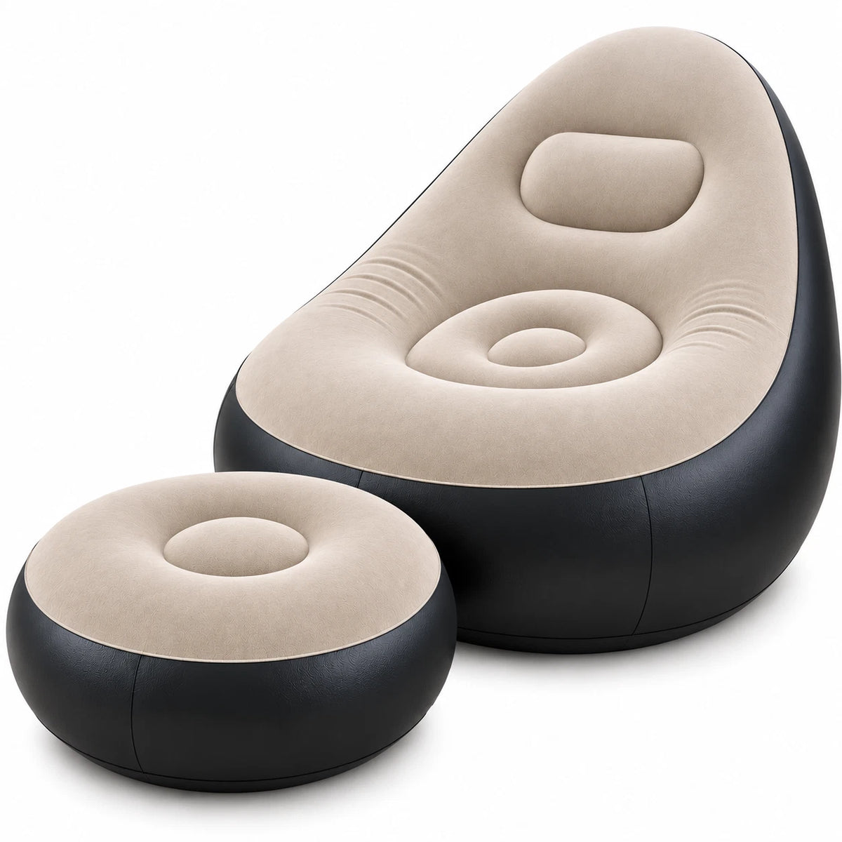 Inflatable Lounger Ottoman Couch With Foot Stool Air Blow Up Sofa Chair Camping