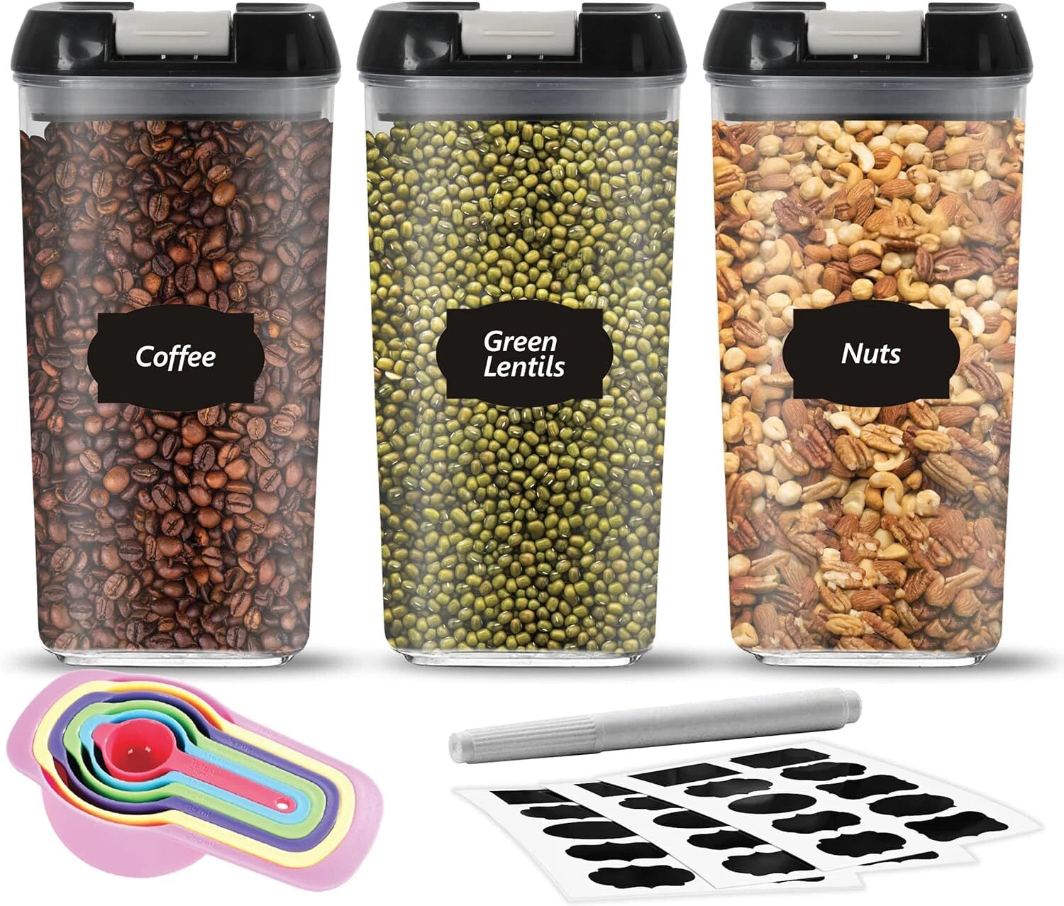 Food Storage Containers With Lid Airtight Stackable Kitchen Boxes Pantry
