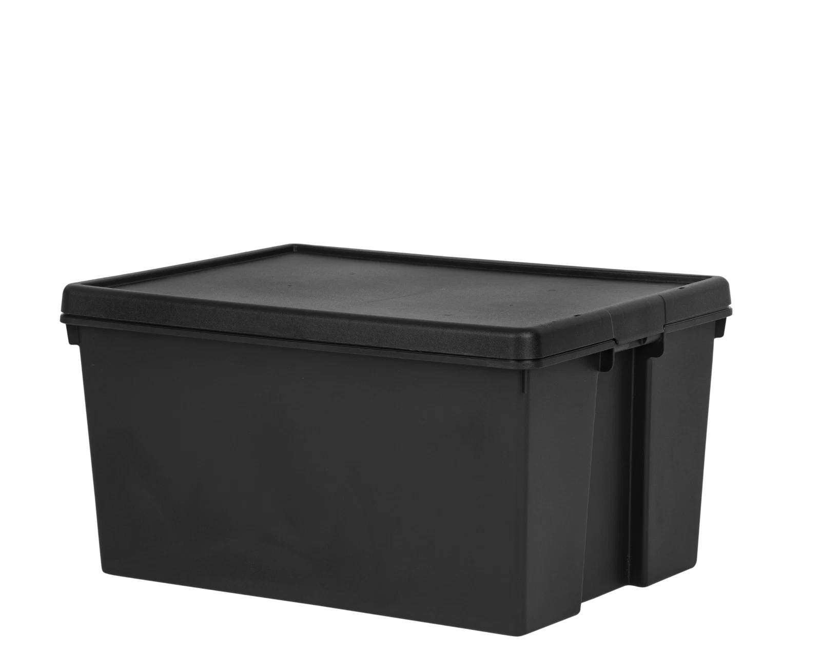 Heavy Duty Plastic Storage Box with Lid Stackable Storage Bin Container Black
